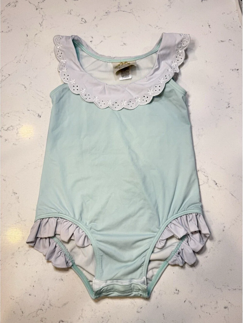 The Beaufort Bonnet Company Swimsuit Mint Ruffle One-Piece Girls 2T